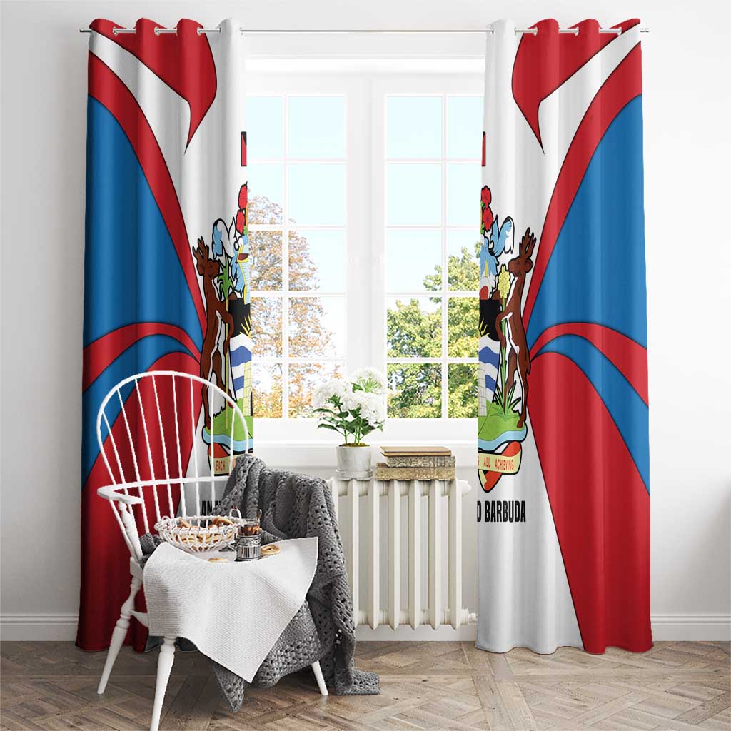 Antigua and Barbuda Flag Window Curtain with National Coat of Arms - Wonder Print Shop