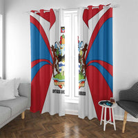 Antigua and Barbuda Flag Window Curtain with National Coat of Arms - Wonder Print Shop