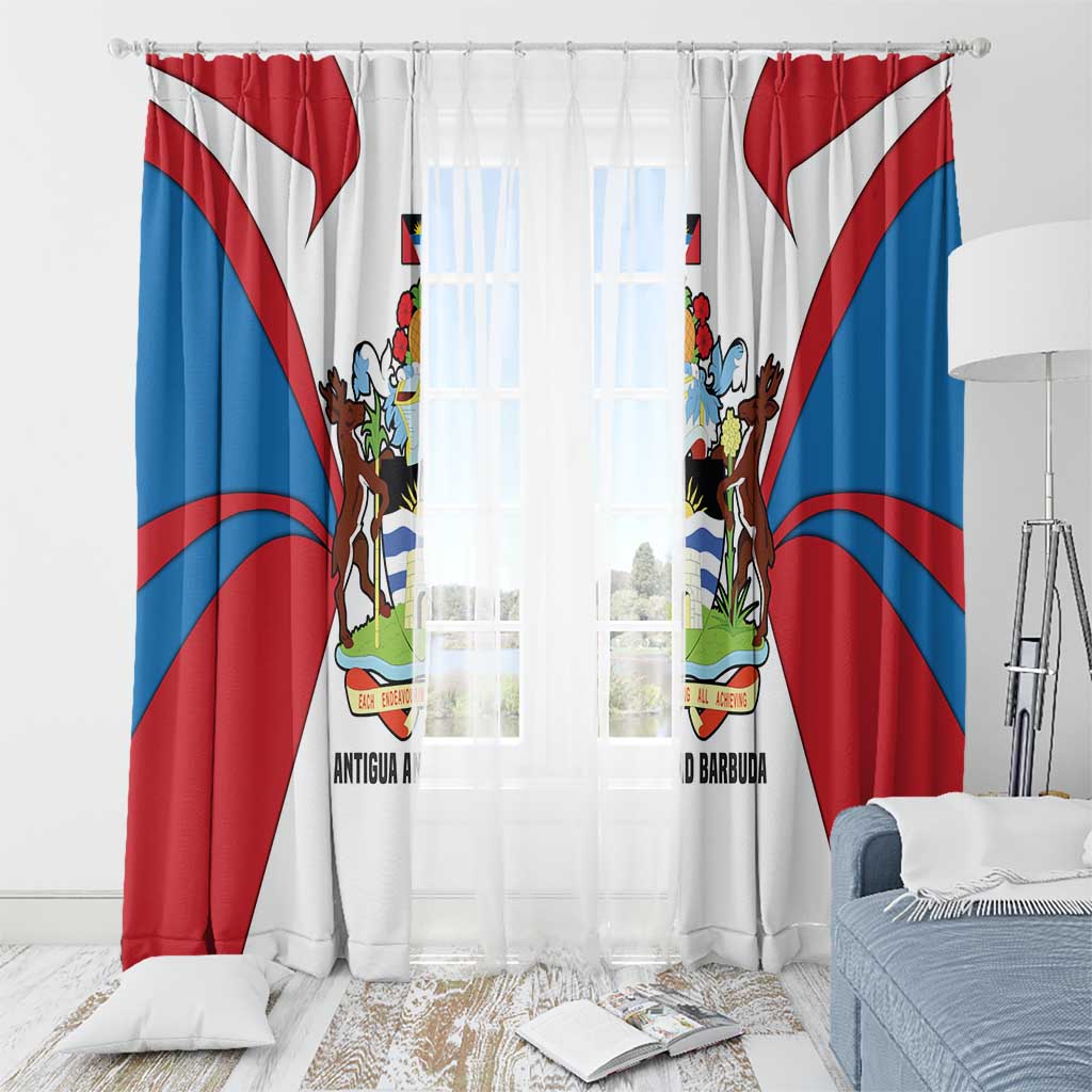 Antigua and Barbuda Flag Window Curtain with National Coat of Arms - Wonder Print Shop