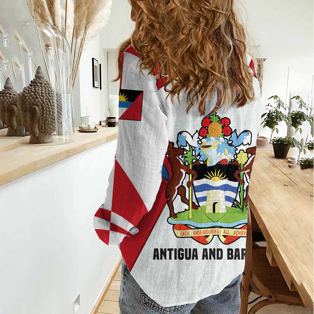 Antigua and Barbuda Flag Women Casual Shirt with National Coat of Arms - Wonder Print Shop