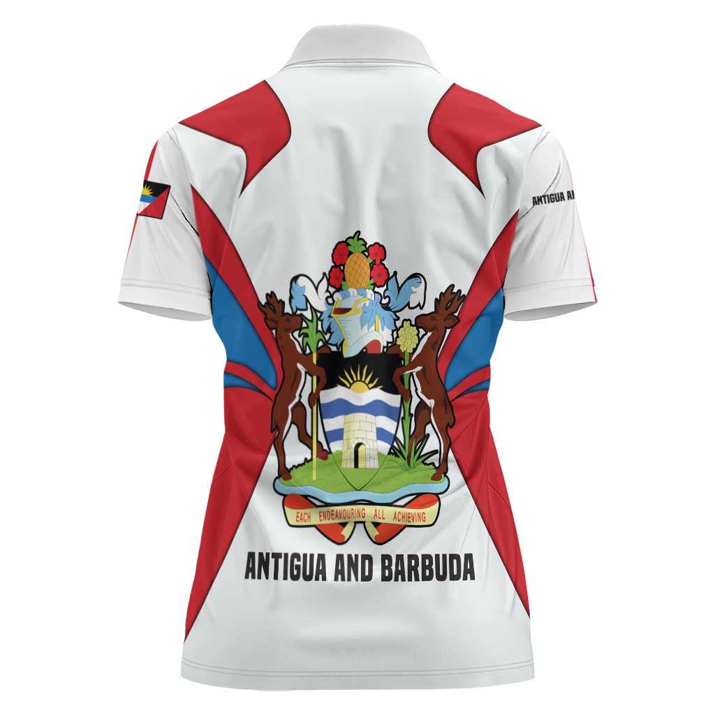 Antigua and Barbuda Flag Women Polo Shirt with National Coat of Arms - Wonder Print Shop