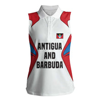 Antigua and Barbuda Flag Women Sleeveless Polo Shirt with National Coat of Arms - Wonder Print Shop