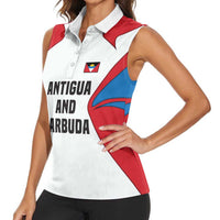 Antigua and Barbuda Flag Women Sleeveless Polo Shirt with National Coat of Arms - Wonder Print Shop