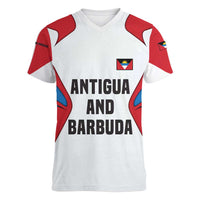 Antigua and Barbuda Flag Women V-Neck T-Shirt with National Coat of Arms - Wonder Print Shop