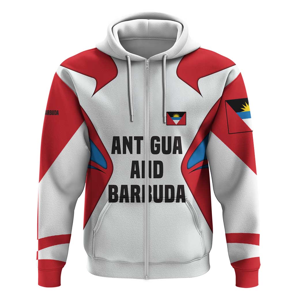 Antigua and Barbuda Flag Zip Hoodie with National Coat of Arms - Wonder Print Shop