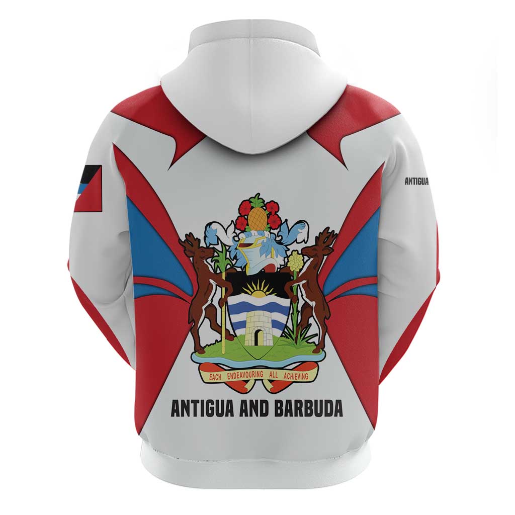 Antigua and Barbuda Flag Zip Hoodie with National Coat of Arms - Wonder Print Shop