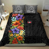 Antigua and Barbuda Floral Bedding Set with Tropical Hibiscus with National Flag - Wonder Print Shop