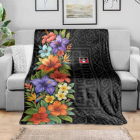 Antigua and Barbuda Floral Blanket with Tropical Hibiscus with National Flag - Wonder Print Shop