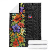 Antigua and Barbuda Floral Blanket with Tropical Hibiscus with National Flag - Wonder Print Shop
