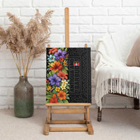 Antigua and Barbuda Floral Canvas Wall Art with Tropical Hibiscus with National Flag - Wonder Print Shop