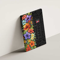 Antigua and Barbuda Floral Canvas Wall Art with Tropical Hibiscus with National Flag - Wonder Print Shop