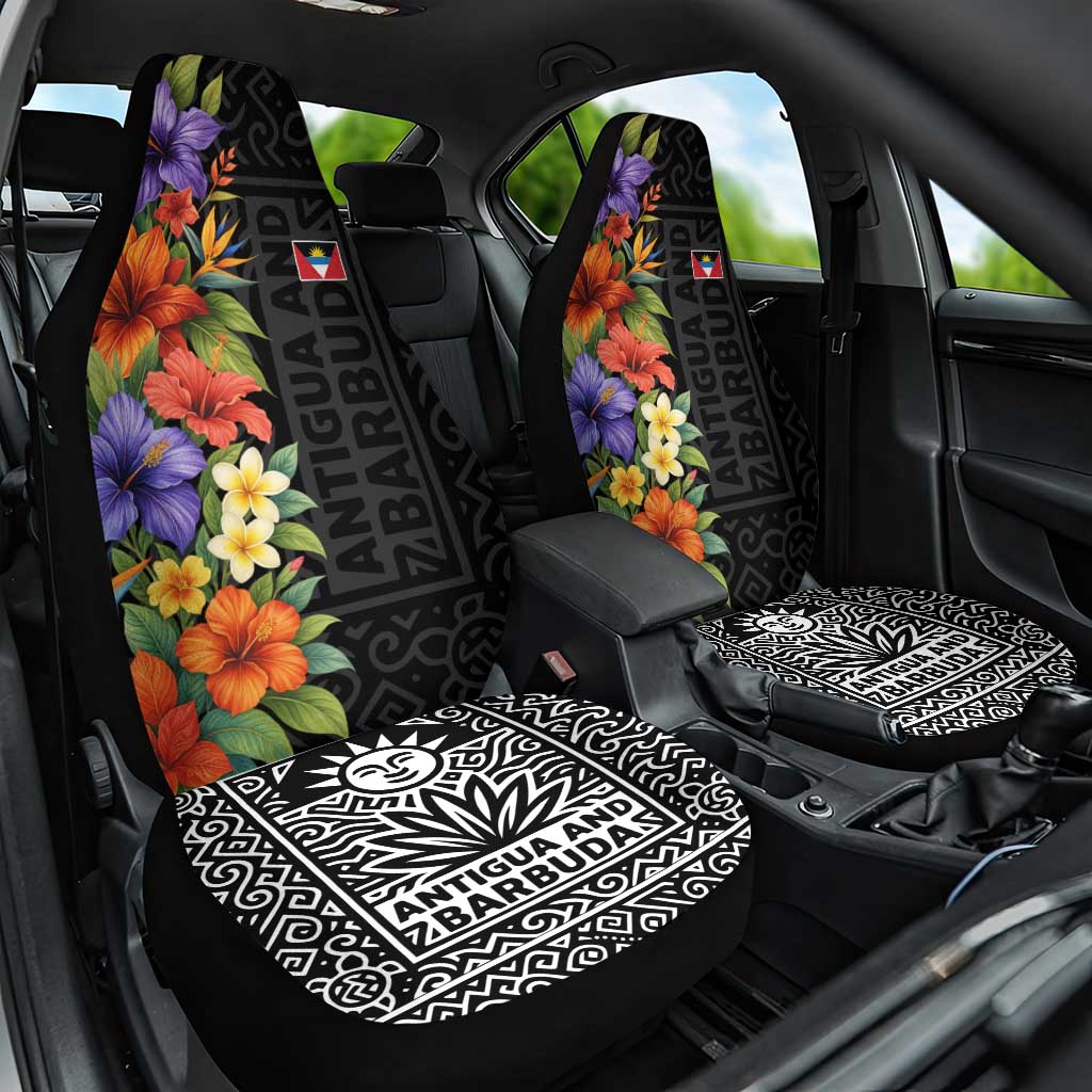 Antigua and Barbuda Floral Car Seat Cover with Tropical Hibiscus with National Flag - Wonder Print Shop