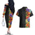 Antigua and Barbuda Floral Couples Matching Off The Shoulder Long Sleeve Dress and Hawaiian Shirt with Tropical Hibiscus with National Flag - Wonder Print Shop