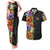 Antigua and Barbuda Floral Couples Matching Tank Maxi Dress and Hawaiian Shirt with Tropical Hibiscus with National Flag - Wonder Print Shop