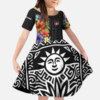 Antigua and Barbuda Floral Family Matching Tank Maxi Dress and Hawaiian Shirt with Tropical Hibiscus with National Flag - Wonder Print Shop