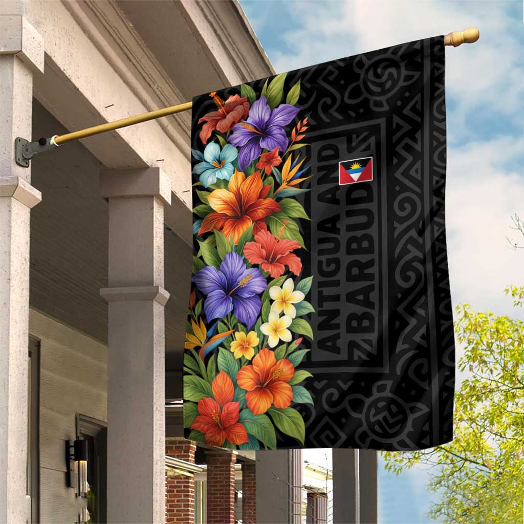 Antigua and Barbuda Floral Garden Flag with Tropical Hibiscus with National Flag - Wonder Print Shop