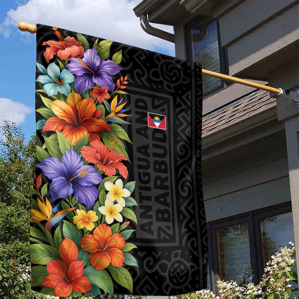 Antigua and Barbuda Floral Garden Flag with Tropical Hibiscus with National Flag - Wonder Print Shop