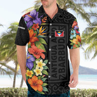 Antigua and Barbuda Floral Hawaiian Shirt with Tropical Hibiscus with National Flag - Wonder Print Shop