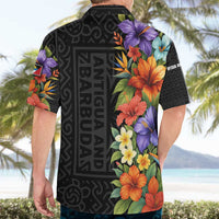 Antigua and Barbuda Floral Hawaiian Shirt with Tropical Hibiscus with National Flag - Wonder Print Shop