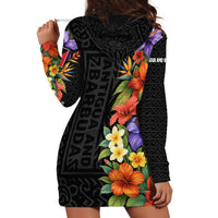 Antigua and Barbuda Floral Hoodie Dress with Tropical Hibiscus with National Flag - Wonder Print Shop