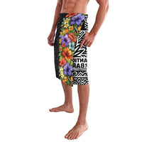 Antigua and Barbuda Floral Lavalava with Tropical Hibiscus with National Flag - Wonder Print Shop