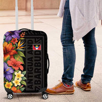 Antigua and Barbuda Floral Luggage Cover with Tropical Hibiscus with National Flag - Wonder Print Shop