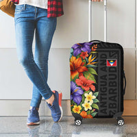 Antigua and Barbuda Floral Luggage Cover with Tropical Hibiscus with National Flag - Wonder Print Shop