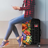 Antigua and Barbuda Floral Luggage Cover with Tropical Hibiscus with National Flag - Wonder Print Shop