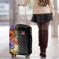 Antigua and Barbuda Floral Luggage Cover with Tropical Hibiscus with National Flag - Wonder Print Shop