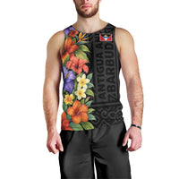 Antigua and Barbuda Floral Men Tank Top with Tropical Hibiscus with National Flag - Wonder Print Shop
