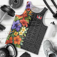 Antigua and Barbuda Floral Men Tank Top with Tropical Hibiscus with National Flag - Wonder Print Shop