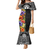 Antigua and Barbuda Floral Mermaid Dress with Tropical Hibiscus with National Flag - Wonder Print Shop