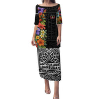 Antigua and Barbuda Floral Puletasi with Tropical Hibiscus with National Flag - Wonder Print Shop