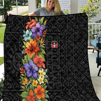 Antigua and Barbuda Floral Quilt with Tropical Hibiscus with National Flag - Wonder Print Shop