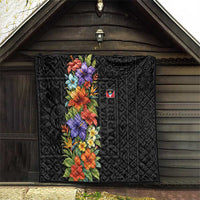 Antigua and Barbuda Floral Quilt with Tropical Hibiscus with National Flag - Wonder Print Shop