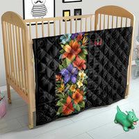 Antigua and Barbuda Floral Quilt with Tropical Hibiscus with National Flag - Wonder Print Shop