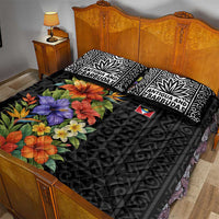 Antigua and Barbuda Floral Quilt Bed Set with Tropical Hibiscus with National Flag - Wonder Print Shop