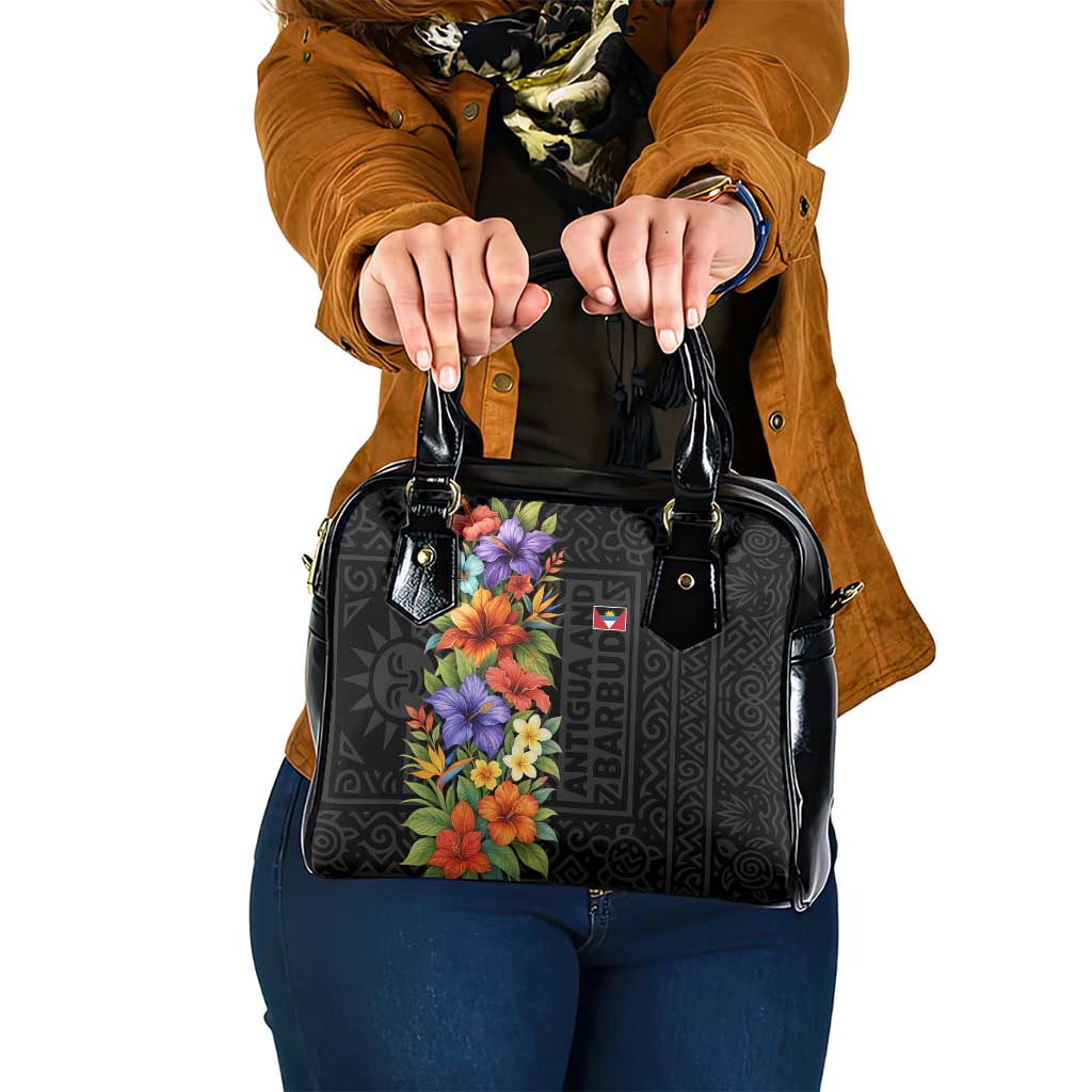 Antigua and Barbuda Floral Shoulder Handbag with Tropical Hibiscus with National Flag - Wonder Print Shop