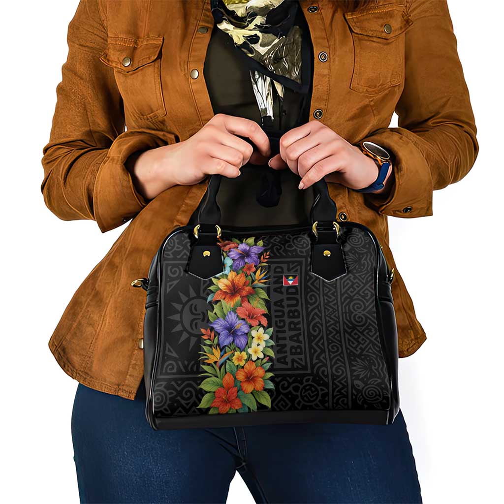 Antigua and Barbuda Floral Shoulder Handbag with Tropical Hibiscus with National Flag - Wonder Print Shop
