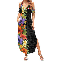 Antigua and Barbuda Floral Summer Maxi Dress with Tropical Hibiscus with National Flag - Wonder Print Shop