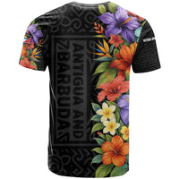 Antigua and Barbuda Floral T Shirt with Tropical Hibiscus with National Flag - Wonder Print Shop