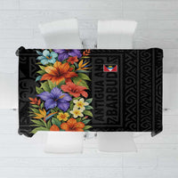 Antigua and Barbuda Floral Tablecloth with Tropical Hibiscus with National Flag - Wonder Print Shop