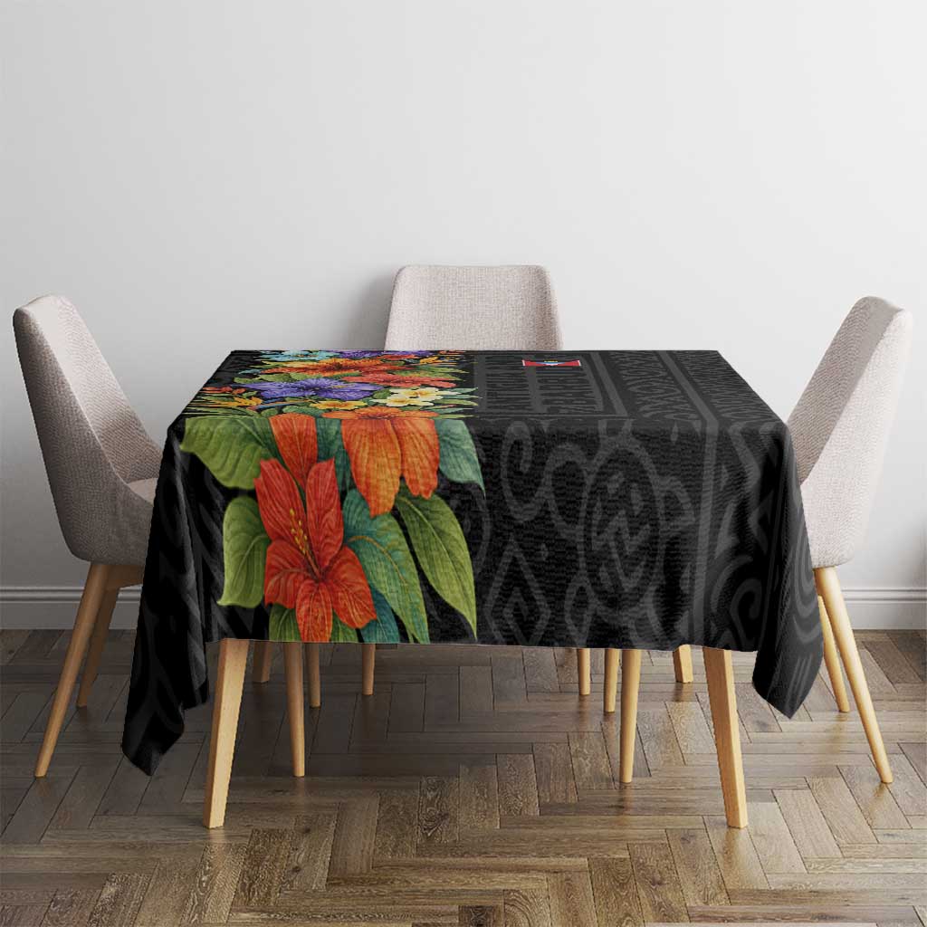 Antigua and Barbuda Floral Tablecloth with Tropical Hibiscus with National Flag - Wonder Print Shop