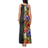 Antigua and Barbuda Floral Tank Maxi Dress with Tropical Hibiscus with National Flag - Wonder Print Shop