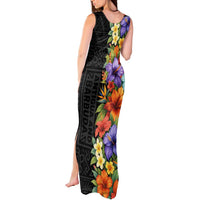 Antigua and Barbuda Floral Tank Maxi Dress with Tropical Hibiscus with National Flag - Wonder Print Shop