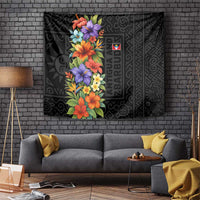 Antigua and Barbuda Floral Tapestry with Tropical Hibiscus with National Flag - Wonder Print Shop
