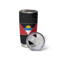 Antigua and Barbuda Floral Tumbler Cup with Tropical Hibiscus with National Flag - Wonder Print Shop