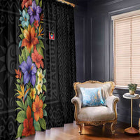 Antigua and Barbuda Floral Window Curtain with Tropical Hibiscus with National Flag - Wonder Print Shop