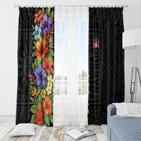 Antigua and Barbuda Floral Window Curtain with Tropical Hibiscus with National Flag - Wonder Print Shop