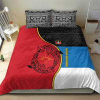 Antigua and Barbuda Tribal Bedding Set with Polynesian Dolphin Sun Design with National Flag Colors - Wonder Print Shop